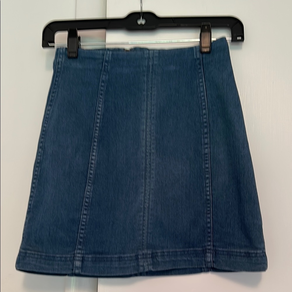 Free People Denim Blue A-Line Mini Skirt